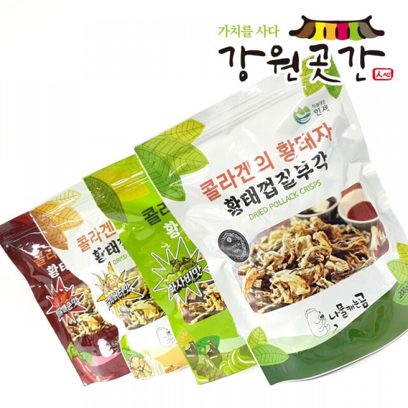 [인제]황태껍질부각 오리지널, 와사비맛, 불닭매운맛, 갈릭버터맛 130g - 강원곳간.com