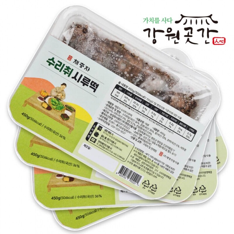 [평창] 채충자 수리취 찹쌀 시루떡 4팩(450g×4팩) 1.8kg - 강원곳간.com